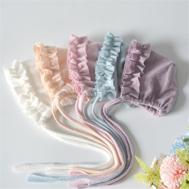 Pink Baby Photography Hat Soft Spandex Lace Rope Tied Newborn Photoshoot - Image 3